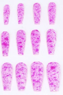 Set 12 Uñas Postizas Largas Manchas