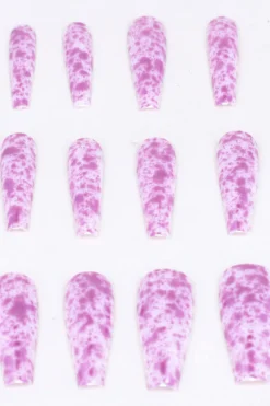 Set 12 Uñas Postizas Largas Manchas