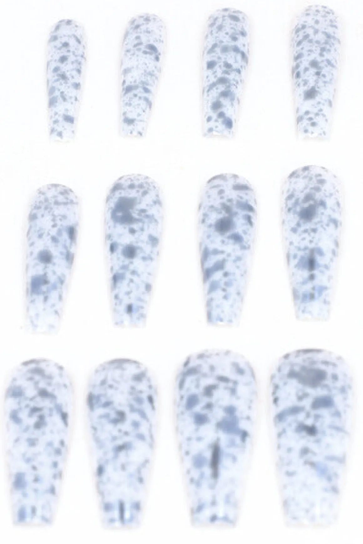 Set 12 Uñas Postizas Largas Manchas