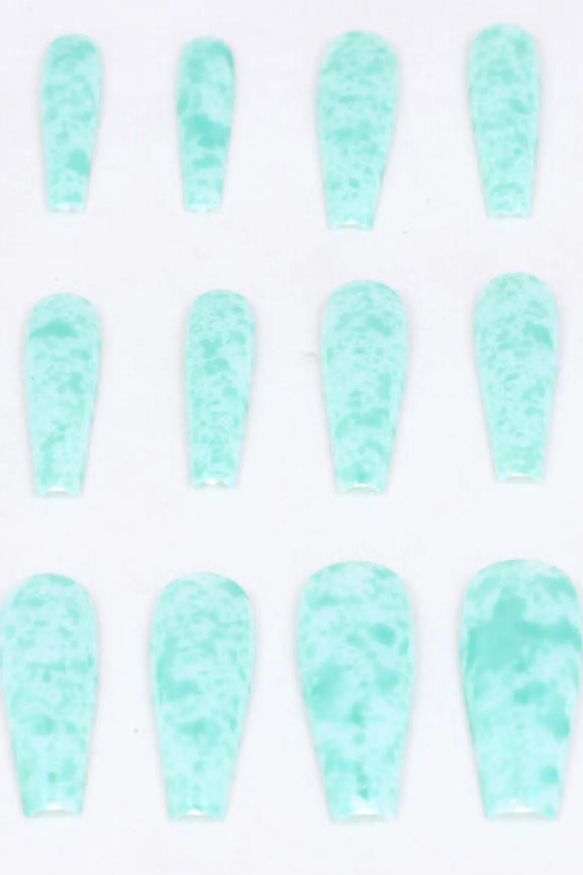 Set 12 Uñas Postizas Largas Manchas