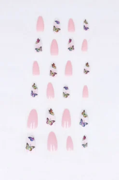 Set 24 uñas postizas mariposas