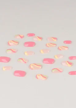 Set 24 uñas postizas ondas neón