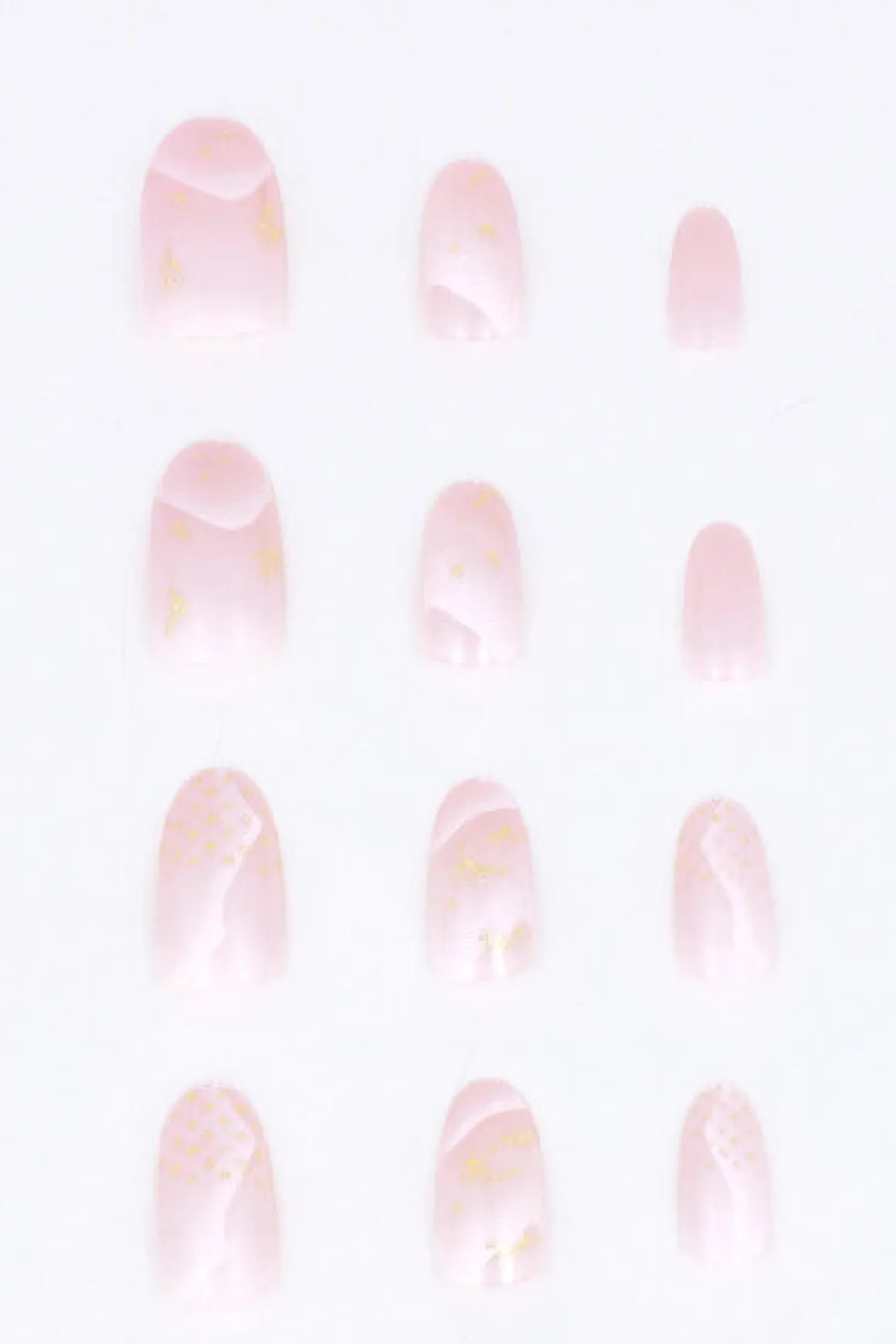 Set 12 uñas postizas redondas brillos