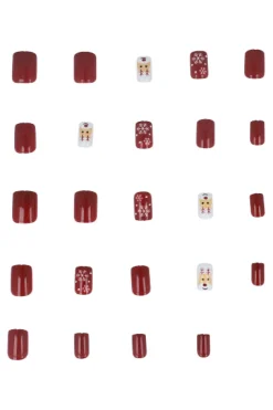 Set 12 uñas postizas reno