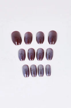 Set 12 uñas redondas iridiscentes