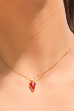 Set arracadas corazon collar