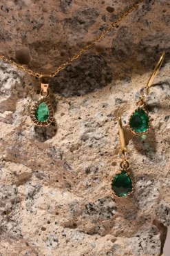 Set arracadas gota cristal collar