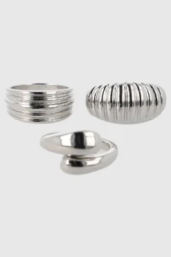 Set de 3 anillos de metal