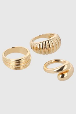 Set de 3 anillos de metal