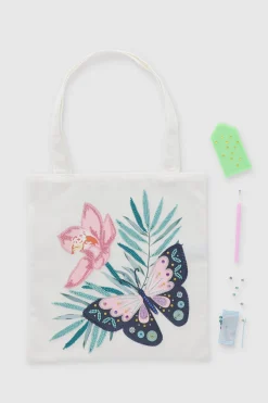 Set DIY tote bag pixel mariposa flor