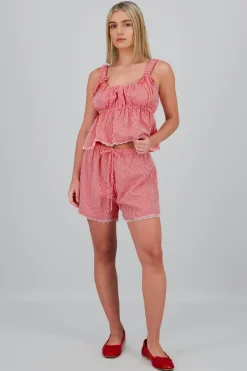 Short cuadros detalle encaje