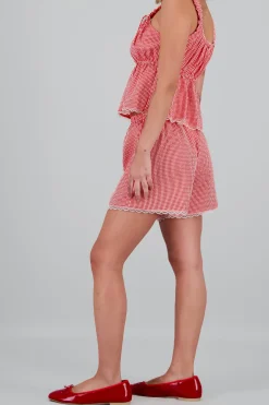 Short cuadros detalle encaje