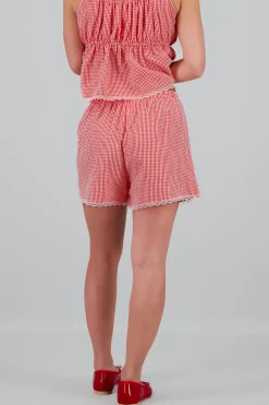 Short cuadros detalle encaje