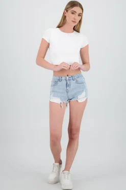 Short Denim Destrucciones Bolsillos