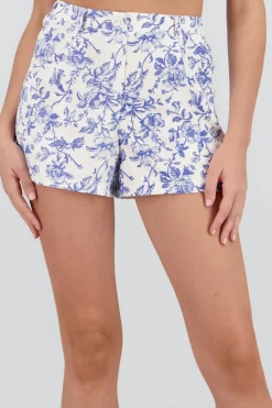 Short fluido estampado flores