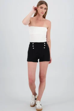 Shorts con botones lisos con pinzas