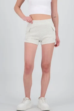 Shorts con fleece y bolsas lisos