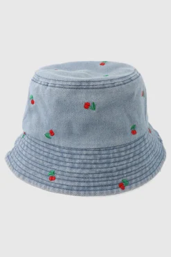 Sombrero pescador denim cerezas