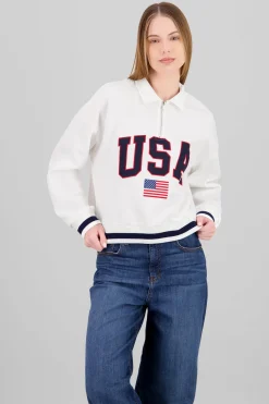 Sudadera contraste USA con cierre