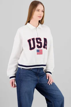 Sudadera contraste USA con cierre