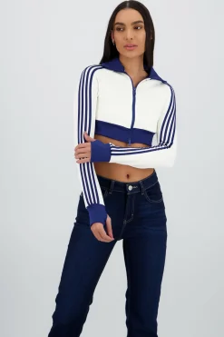 Sudadera deportivo crop detalle raya