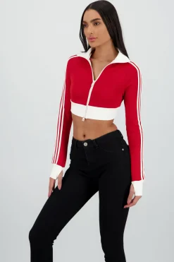 Sudadera deportivo crop detalle raya