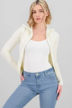 Sueter con cierre y gorro liso