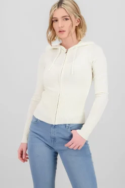 Sueter con cierre y gorro liso