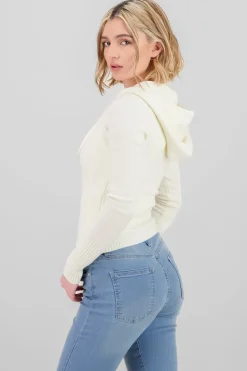 Sueter con cierre y gorro liso