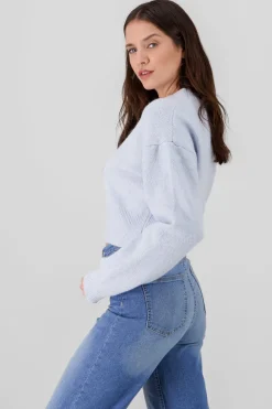 Sueter de cuello redondo manga larga suave