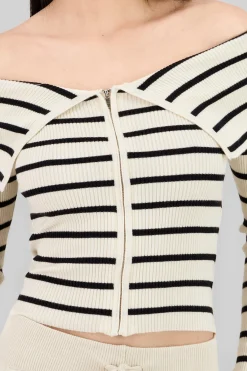 Sueter delgado rayas con cierre sin hombros