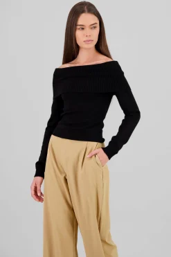 Sueter off shoulder tejido