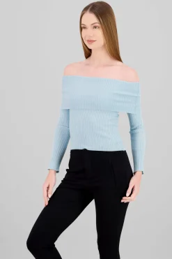 Sueter off shoulder tejido de punto