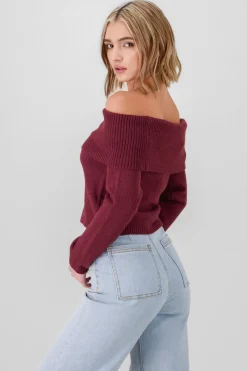 Sueter off shoulder tejido liso