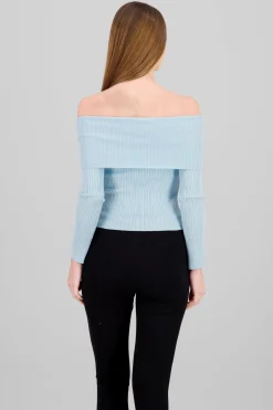 Sueter off shoulder tejido de punto