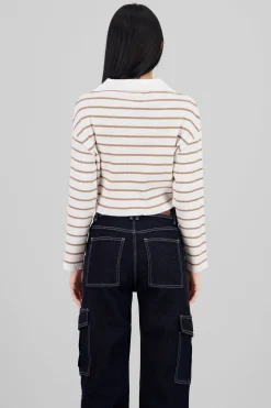 Sueter tejido cuello polo rayas