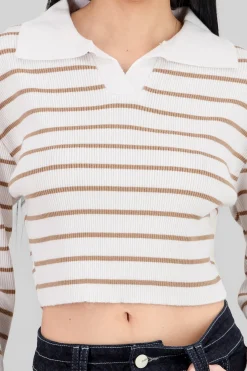 Sueter tejido cuello polo rayas