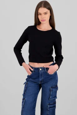 Sueter tejido cuello redondo