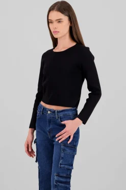 Sueter tejido cuello redondo