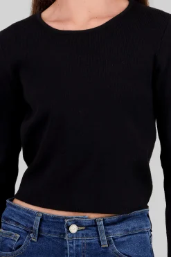 Sueter tejido cuello redondo