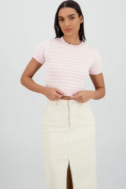 Suéter bicolor manga corta