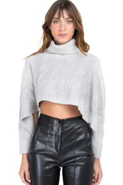 Suéter crop abierto cuello alto