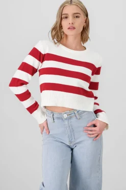 Suéter crop rayas