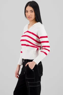 Suéter cuello polo rayas