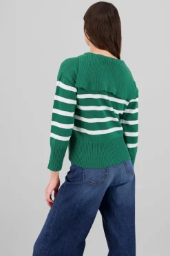 Suéter cuello polo rayas