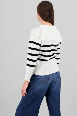 Suéter cuello polo rayas