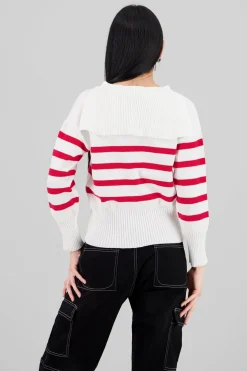 Suéter cuello polo rayas