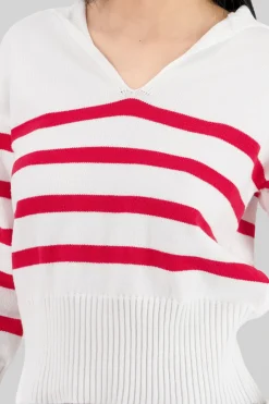 Suéter cuello polo rayas