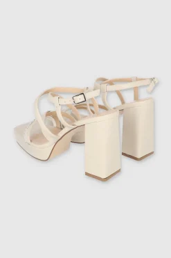 Tacón Bloque Tiras Planas Brillos