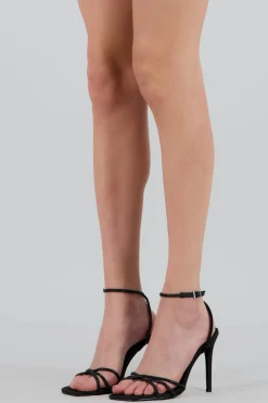 Tacón cuadrad tiras brillos mono color